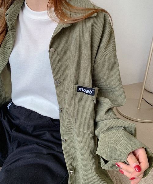 ブラウス シャツ A'GEM/9 × .kom「muah muah/ムーアムーア」 CORDUROY OVER FIT SHIRT/コーデュロイ オー ブラウス シャツ A'GEM/9 × .kom「muah muah/ムーアムーア
