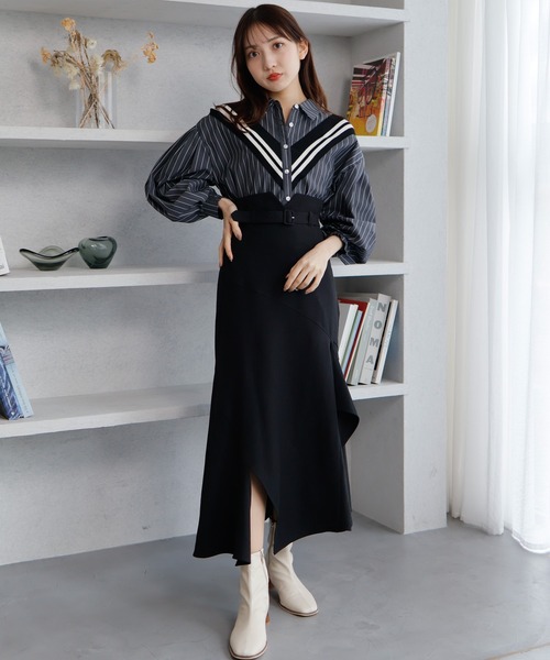 LADYMADE スカート ハイウエストベルトマーメイドスカート