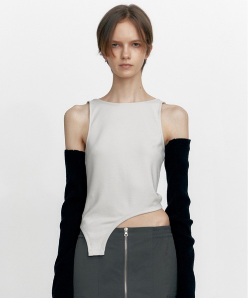 タンクトップ ノースリーブ STUDIOTABLE/スタジオテーブル CURVED SLEEVELESS タンクトップ レディース