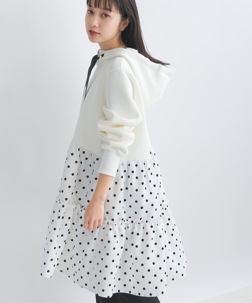 PICCIN PERLA コート アウター フロッキードット切り替えティアード
