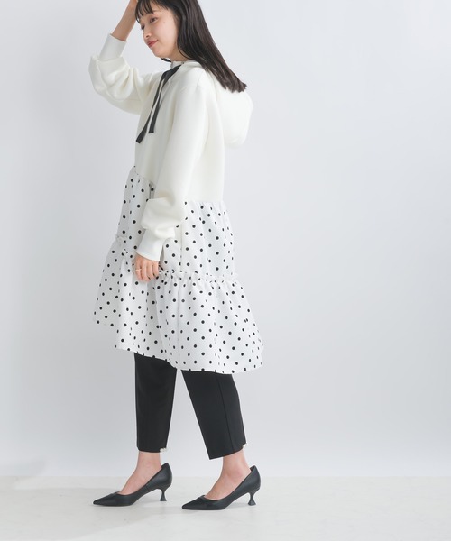 PICCIN PERLA コート アウター フロッキードット切り替えティアード