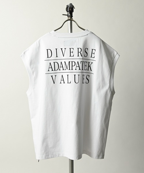 tシャツ 「ADAMPATEK/アダムパテック」logo embroidery sleeveless/ロゴ刺繍、プリントノースリーブTシャツ レディー