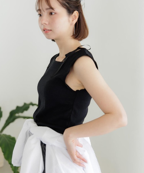 カタログギフトも！ flower（ファッション） リボン ノースリーブ タンクトップ トップス