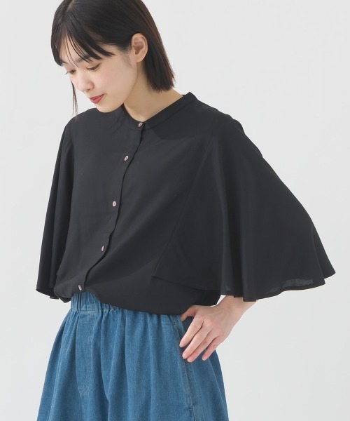 OMNES（オムネス） ブラウス シャツ 夏 半袖 レーヨンフレア袖バンド