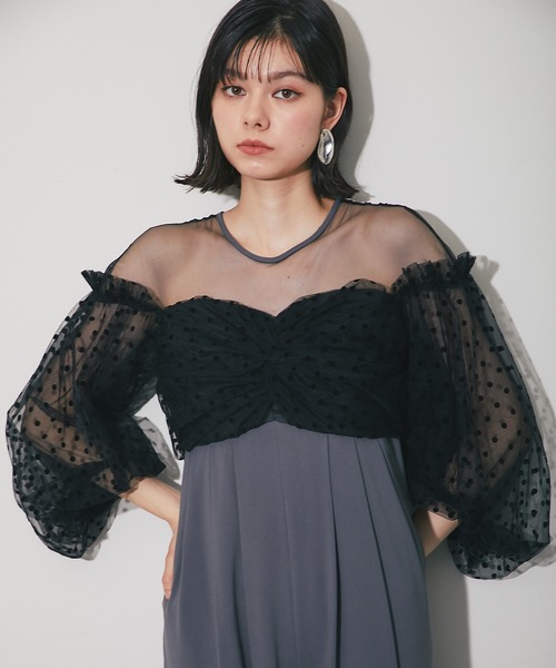 SMILE ORCHID ドレス フロッキードット パンツドレス シアー