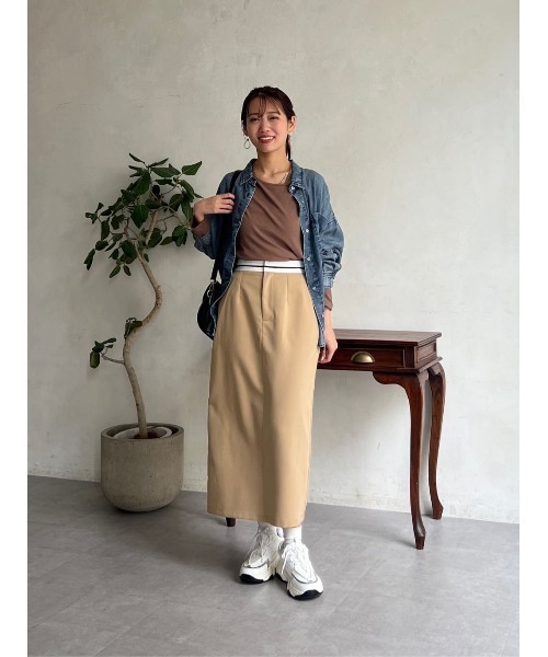 Chez toi ブラウス シャツ BACKギャザーパウダー加工デニム