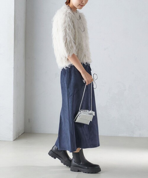 SHIPS（シップス） スカート 「洗濯機可能」コーデュロイ セミフレア