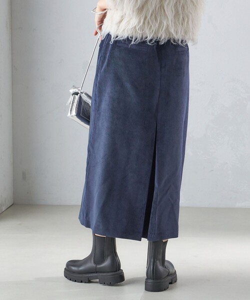 SHIPS（シップス） スカート 「洗濯機可能」コーデュロイ セミフレア