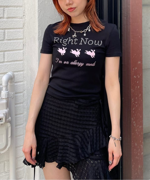 tシャツ 「追加」ピクセルバニーロゴT レディース