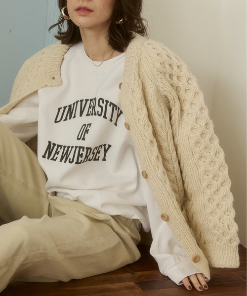 ANGIE カーディガン 「ウール100％」ケーブルニット カーディガン