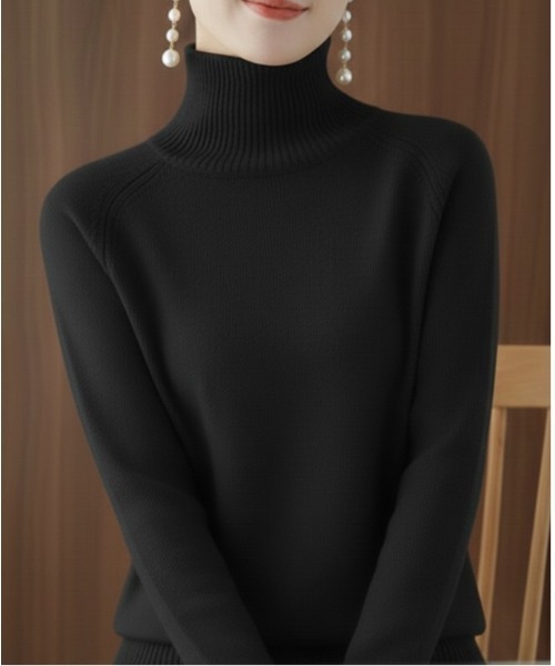 BLANC FICELLE ニット セーター ラグラン タートル セーター