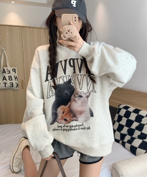 LACーVERT トレーナー スウェット キャットプリントスウェット