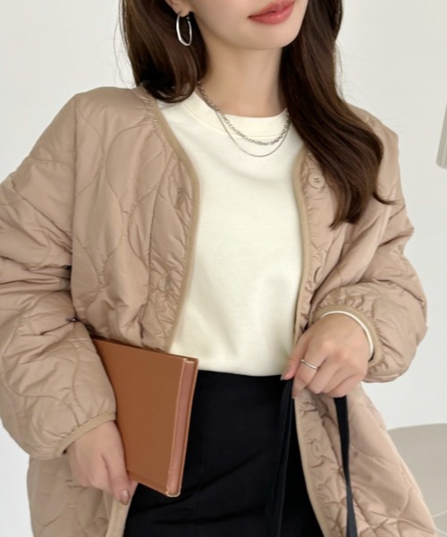 TREOVER ジャケット ノーカラージャケット キルティング中綿ジャケット