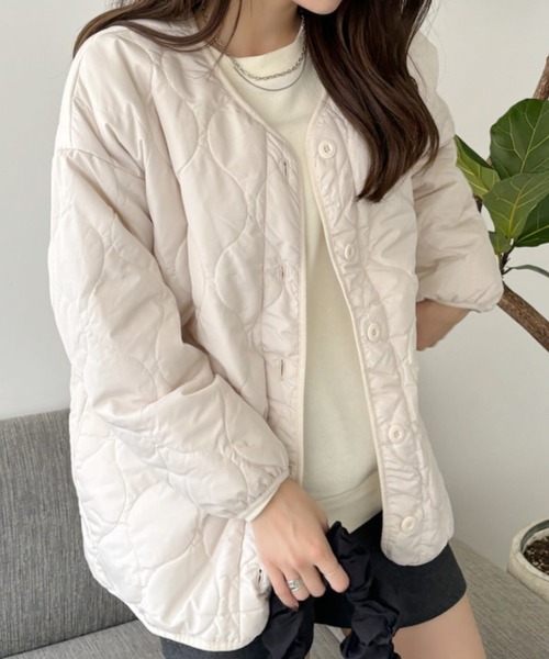 【LEONARD】✳︎かわいいキルティング&ニット中綿ジャケット✳︎Lsize LEONARD】✳︎かわいいキルティング&ニット中綿ジャケット✳︎Lsize