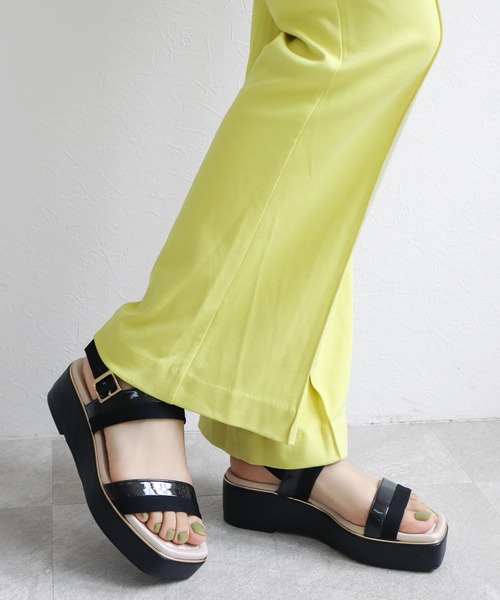 【美品】YELLO 厚底 スポーツサンダル ブラック 厚底 スポーツサンダル サンダル バイカラー 厚底スポーツサンダル