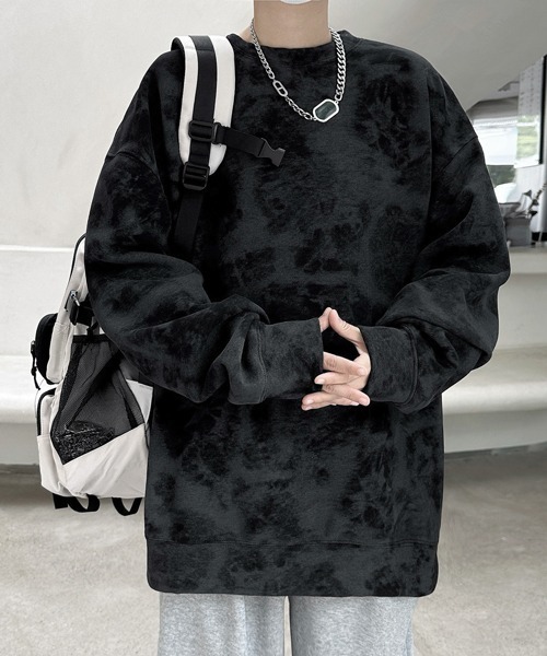 トレーナー スウェット PIGMENT OVERSIZED SWEATSHIRT レディース メンズ トレーナー スウェット 「FVLMEN」marble pigment design sweat
