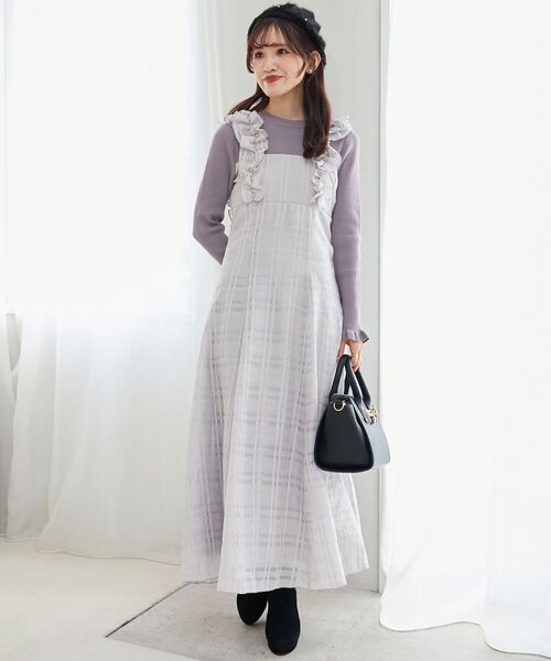 【新品未使用タグ付き】エメイン バックオープンフリルドッキングワンピース Dream garden（ドリームガーデン） ワンピース 前後Vネック 裾フリル