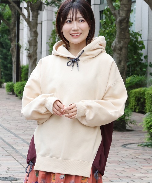 パーカー リップストップコンビプルパーカー レディース