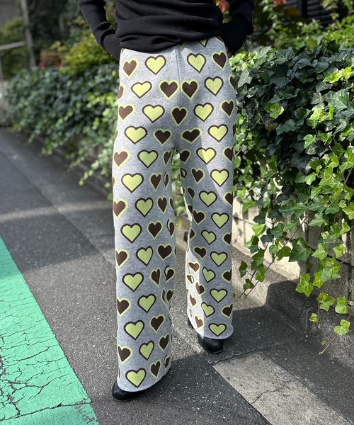 mi via loca パンツ カラーハート柄ニットパンツ レディース