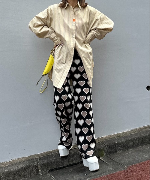 mi via loca パンツ カラーハート柄ニットパンツ レディース
