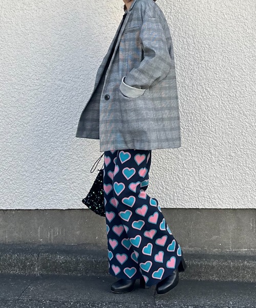 mi via loca パンツ カラーハート柄ニットパンツ レディース
