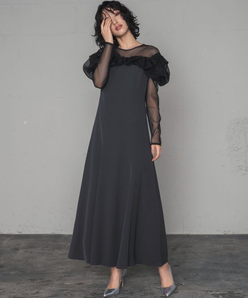 GIRL DRESS FOR NOW ドレス チュールフリル フレア ロング 結婚式