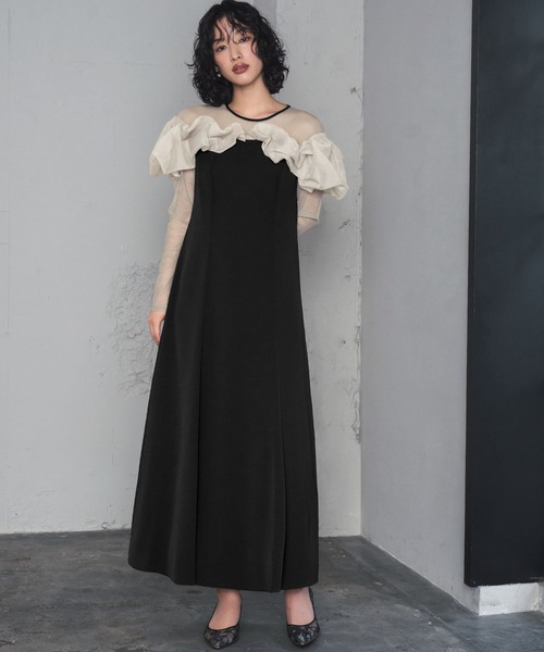 【結婚式 お呼ばれ】フリルドレス　オケージョンドレス 結婚式 お呼ばれ】フリルドレス オケージョンドレス