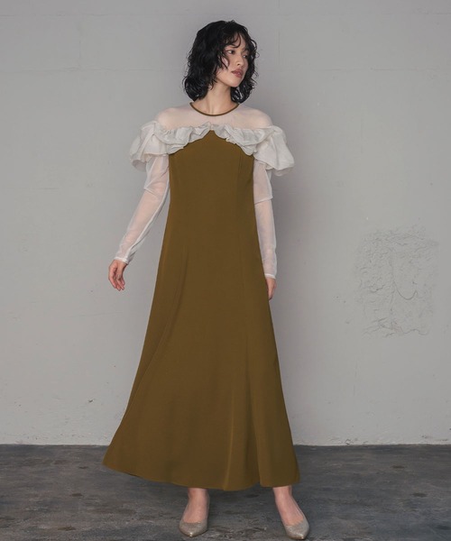 GIRL DRESS FOR NOW ドレス チュールフリル フレア ロング 結婚式