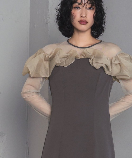 GIRL DRESS FOR NOW ドレス チュールフリル フレア ロング 結婚式