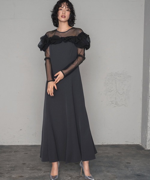 GIRL DRESS FOR NOW ドレス チュールフリル フレア ロング 結婚式