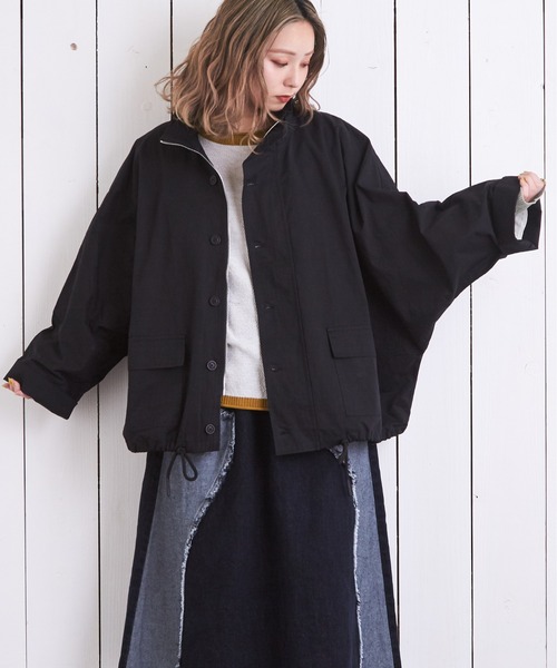 ◆MICHAA スタンカラーチェックアウター オーバーサイズタータンチェックジャケット | Amira