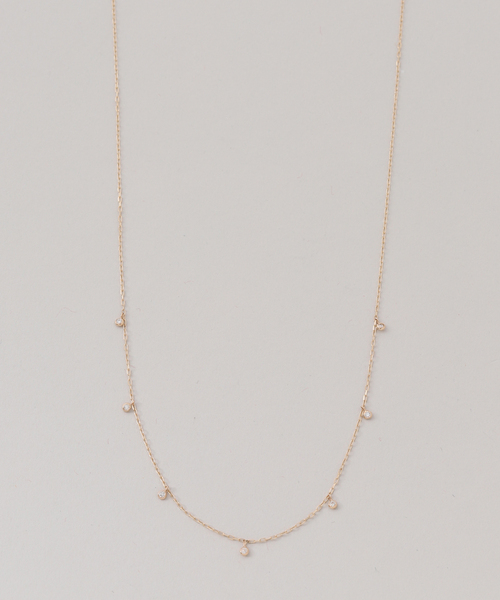 Lilas K10 ダイヤモンドネックレス 40cm プリンセスカットダイヤネックレス K10（ネックレス）｜Lilas