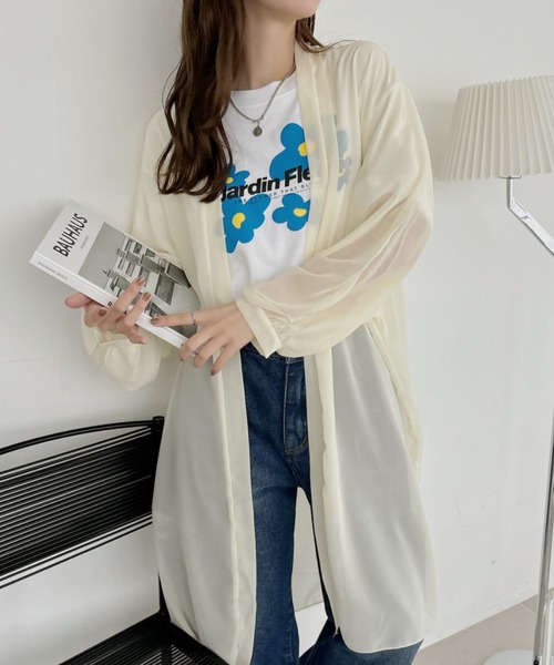 TREOVER カーディガン エアリーな透け感が大人可愛い! シフォン