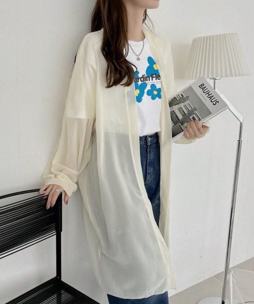 TREOVER カーディガン エアリーな透け感が大人可愛い! シフォン