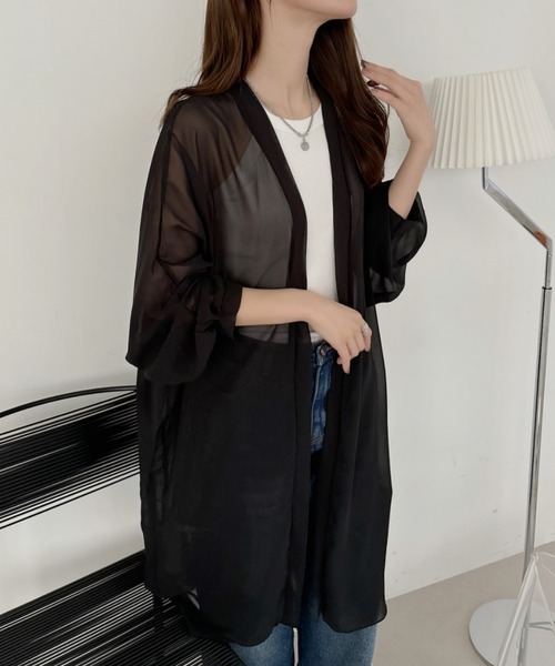 TREOVER カーディガン エアリーな透け感が大人可愛い! シフォン