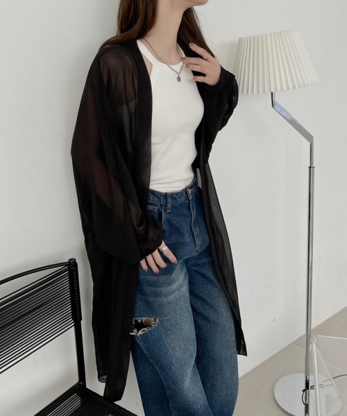 TREOVER カーディガン エアリーな透け感が大人可愛い! シフォン