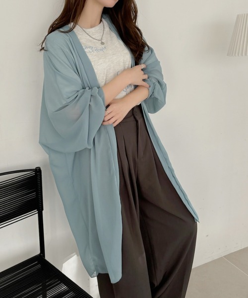 TREOVER カーディガン エアリーな透け感が大人可愛い! シフォン