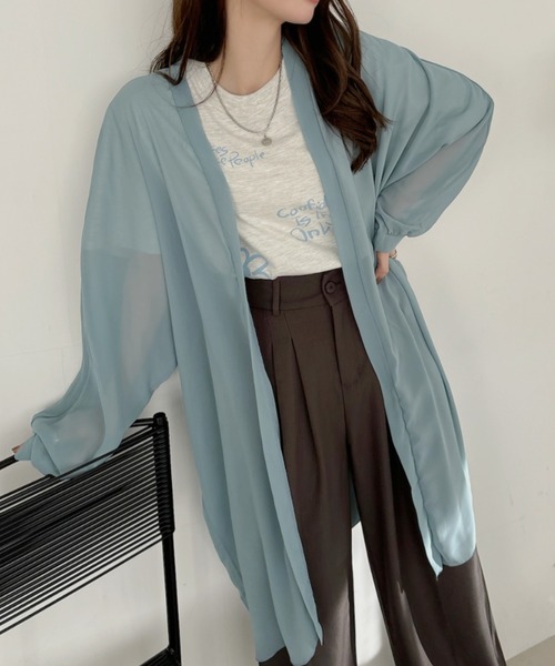 TREOVER カーディガン エアリーな透け感が大人可愛い! シフォン
