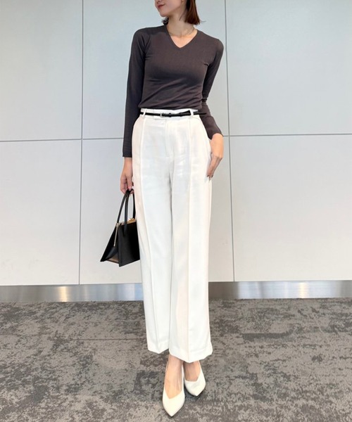 処分価格　シルクブレンドVネックニットトップス　グレー シルクブレンドVネックニットトップス(F GREY): トップスanuans