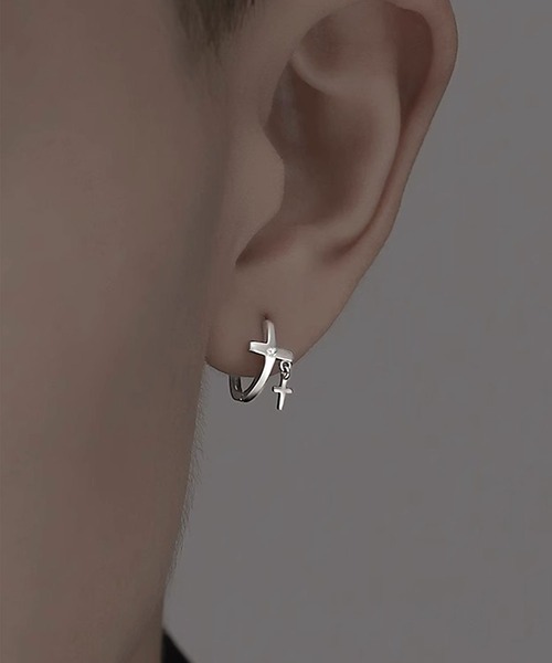 SBG by 7JEWELRY ピアス SBG ダブルクロスフープピアス 片耳 メンズ