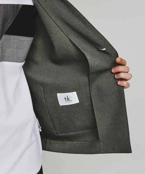 【美品】タケオキクチ ノーカラージャケット　セットアップ　チャコールグレー tk.TAKEO KIKUCHI セットアップ 「WEB限定 マシンウォッシャブル