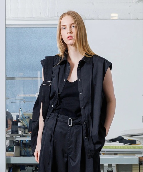 VOAAOV ノーカラーブラウス VOAAOV（ヴォアーブ） シャツ 「VOAAOV」BIO TWILL No Sleeve Shirt