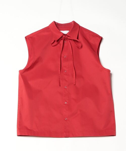 VOAAOV ノーカラーブラウス VOAAOV（ヴォアーブ） シャツ 「VOAAOV」BIO TWILL No Sleeve Shirt