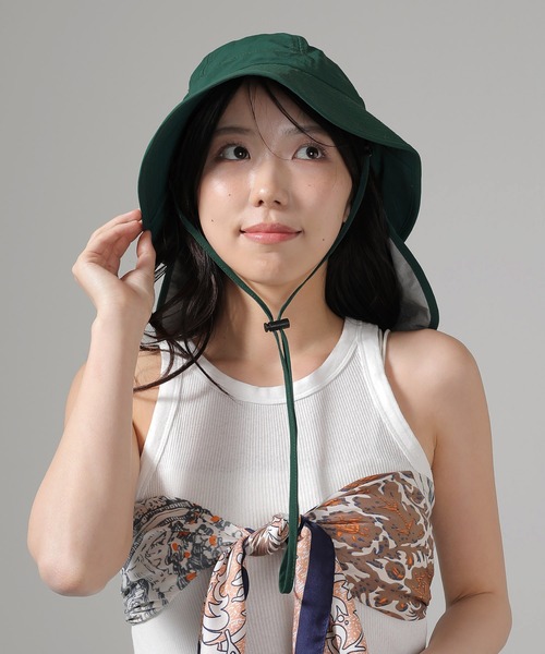 帽子 ハット コンパクト収納 UVカット ネックカバー 2way バケット
