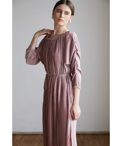 Estella.K ワンピース Isabel Pleated Dress プリーツオフショルロング