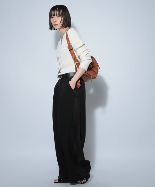 PAGEBOY カーディガン シシュウロゴシアーリブカーディガン