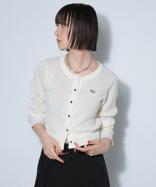 PAGEBOY カーディガン シシュウロゴシアーリブカーディガン レディース