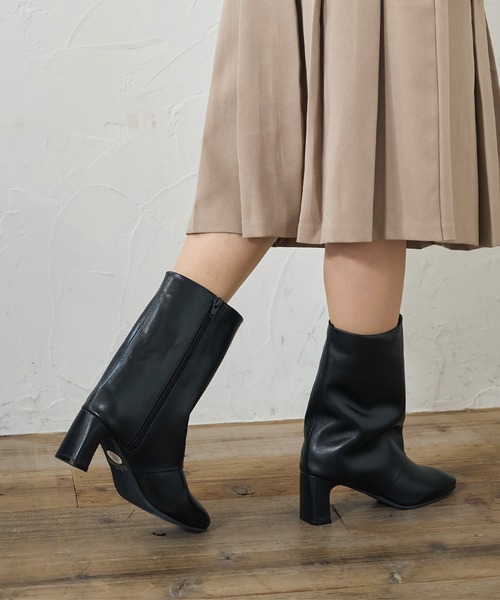 「ALPHA CUBIC」 ショートブーツ 22.5cm ベージュ系その他 レディース_画像7