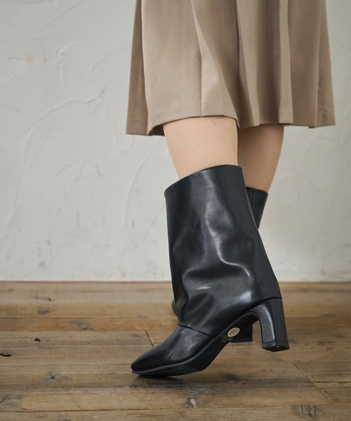 「ALPHA CUBIC」 ショートブーツ 22.5cm ベージュ系その他 レディース_画像9