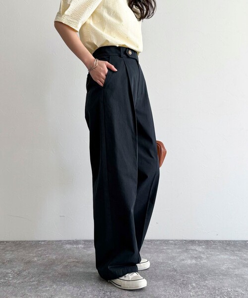fredy emue チノタックパンツ 黒 38号 fredy emue チノパン 「低身長サイズ34有り」チノタックパンツ